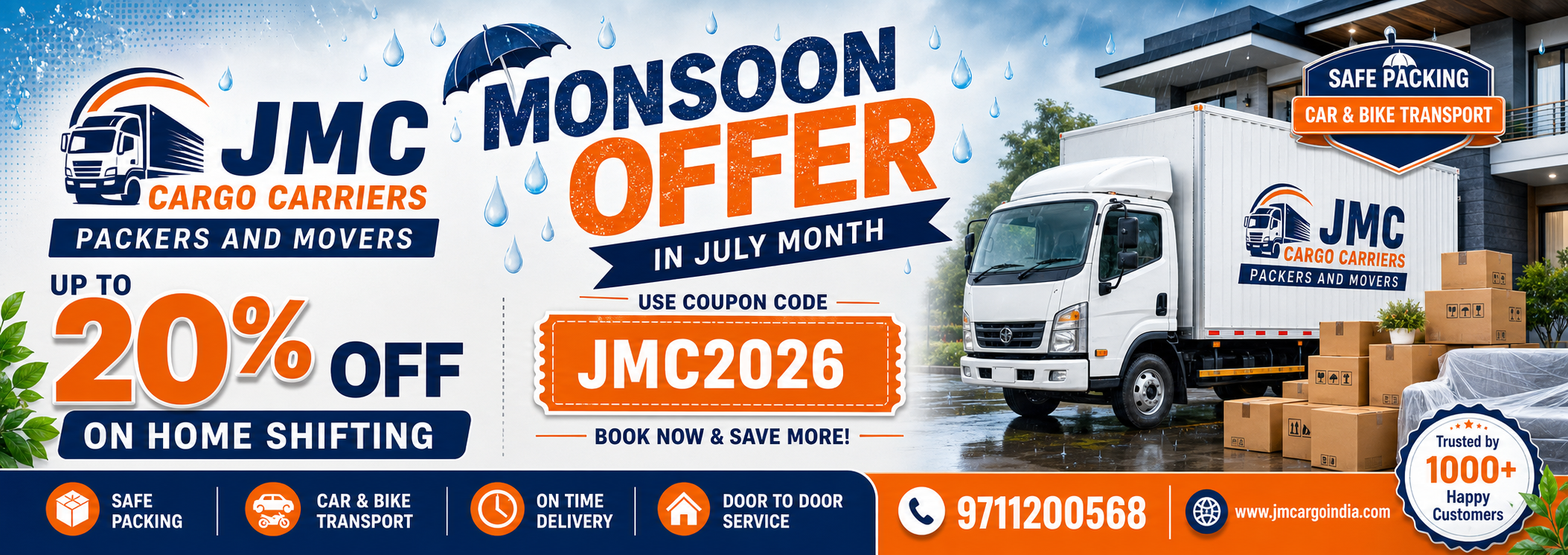 JMC Cargo Carriers monsoon offer in July with coupon code JMC2026